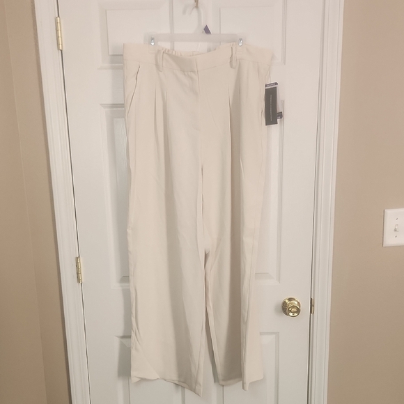 Cream Wide Leg High-Waisted Pants - Picture 1 of 4
